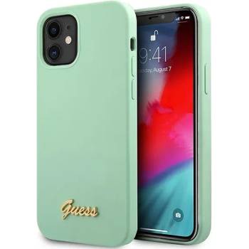 GUESS iPhone 12 mini 5, 4" green hardcase Metal Logo Script (GUHCP12SLSLMGGN)