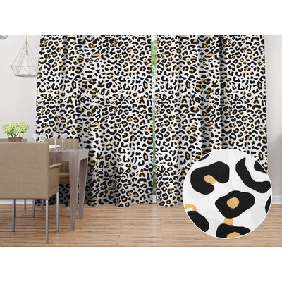 Biante Bavlnený záves Sandra SA-409 Leopardí vzor na bielom 150x180 cm