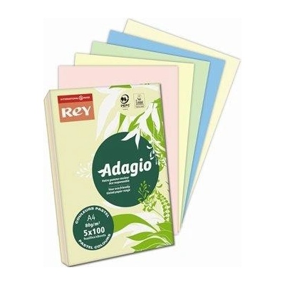 farebný papier A4 80 g 5x100 listov Rey Adagio pastelové farby