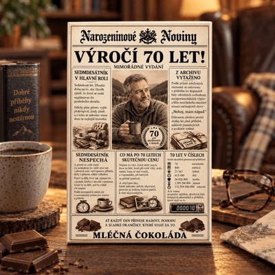 Mediabox výročí 70 let dárková mléčná čokoláda 100 g