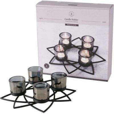 Boltze Home Kovový svícen ELENYI, výš, 8 cm černá