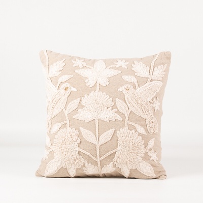 Takoy Ručně vyšívaný bavlněný polštář 40x40 ptačí zahrada BOHO COLLECTION-HT-01067 | 40 x 40 cm