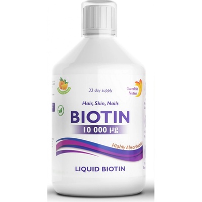 Swedish Nutra Biotin 10000 μg biotín s Vitamínom C 500 ml