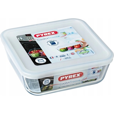 PYREX Dóza na potraviny s vekom štvorcová sklo číre 20 x 20 x 7cm 2 l