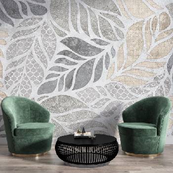 Decono Фототапет Листа в Сиво и Бежово