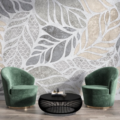 Decono Фототапет Листа в Сиво и Бежово