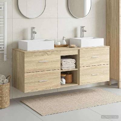 vidaXL Комплект шкафове за баня 3 бр. Дъб сонома 49, 5 x 41 x 62, 5 см (3405837)