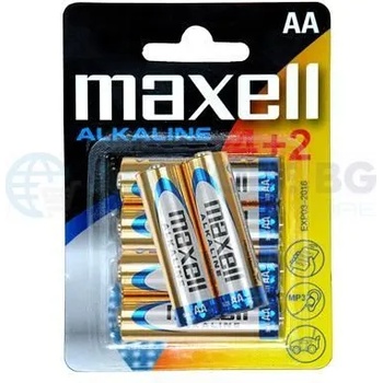 Maxell Алкална батерия MAXELL AA, LR-6, 4+2 бр. в опаковка, 1.5V (ML-BA-LR6-4plus2)