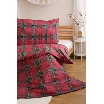 Jerry Fabrics Vianočné bavlna obliečky Kárované červené 140x200 70x90