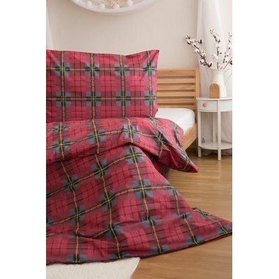 Jerry Fabrics Vianočné bavlna obliečky Kárované červené 140x200 70x90