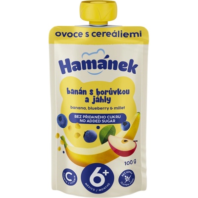 Hamánek kapsička Jablko s banánem borůvkou a jáhly 100 g – Zboží Dáma