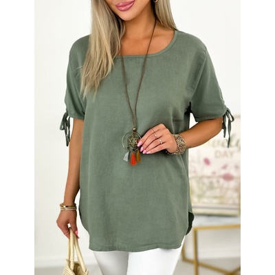 Fashionweek blúzka s krátkym rukávom z ľahkej a príjemnej z bavlny a ľanu IT-kaos khaki