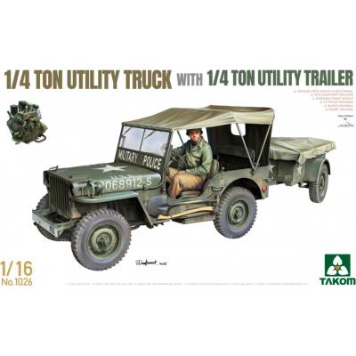 Takom 1:4 ton utility truck w. 1:4 ton utility trailer 1:16