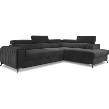 Eltap Тъмносив кадифен разтегателен ъглов диван с място за съхранение (десен ъгъл L форма) Laurence - ELTAP (Lau_37)