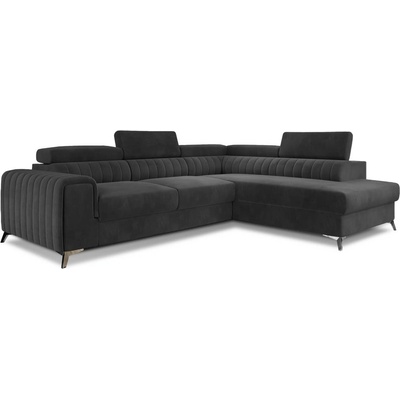 Eltap Тъмносив кадифен разтегателен ъглов диван с място за съхранение (десен ъгъл L форма) Laurence - ELTAP (Lau_37)