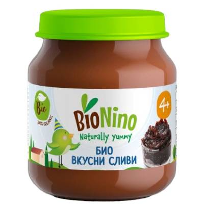 Био плодово пюре BioNino - Сливи, 4 м+, 120 g (BN2195)