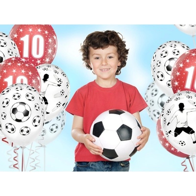 Party Deco SB14P-138-008-6 Set bielych balónov Futbalista 30cm