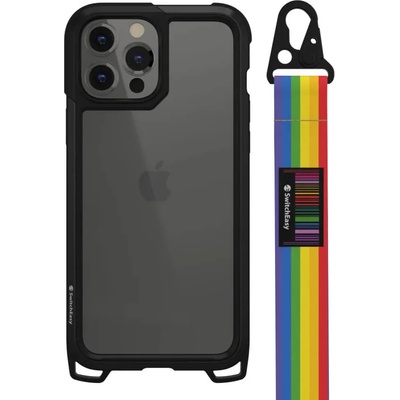 SwitchEasy Odyssey Rainbow Case - удароустойчив хибриден кейс с връзка и карабинер за iPhone 13 Pro Max (черен)