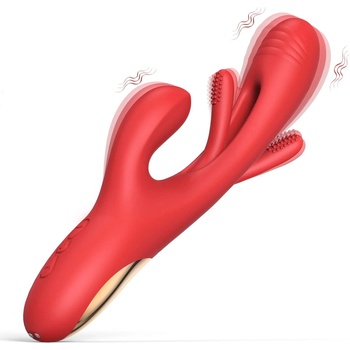 Image 1 of SuperLove Rabbit Flapping G-Spot 3in1 Vibrator Red