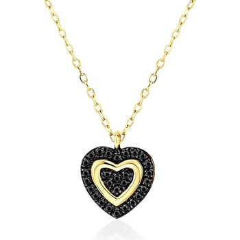 SAVICKI колие със сърце savicki: злато. черни диаманти