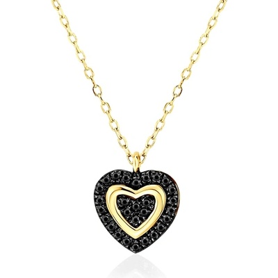 SAVICKI колие със сърце savicki: злато. черни диаманти