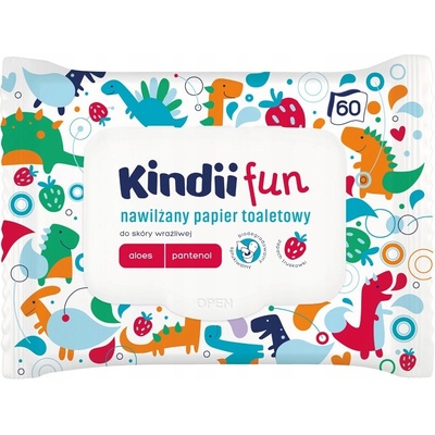 Kindii Fun Vlhčený s vôňou jahôd 60 ks