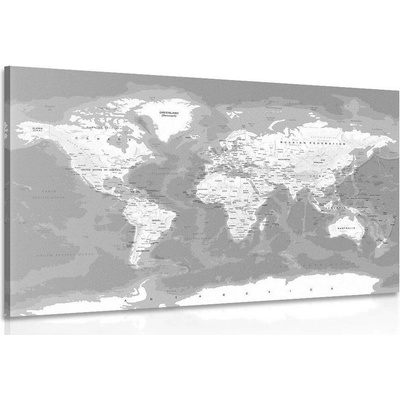 Obraz stylová černobílá mapa světa - 150x100