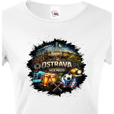 Bezvatriko.cz Dámské tričko Ostrava Moje Město, Bílá