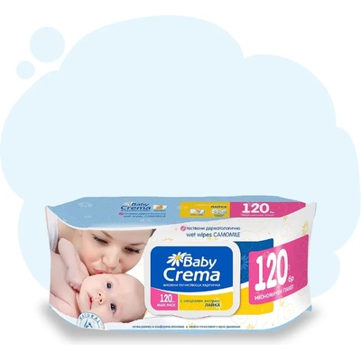 BABY CREMA Мокри кърпички Baby Crema с екстракт от лайка, 120 бр (2010:)
