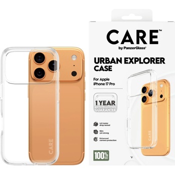 Panzer Гръб Care by PanzerGlass за iPhone 17 Pro, Flagship Case Transparent Urban Explorer w. Clear Frame