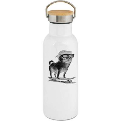 123TRIKO termoska Psí jízda, mops, černý potisk 500 ml pes