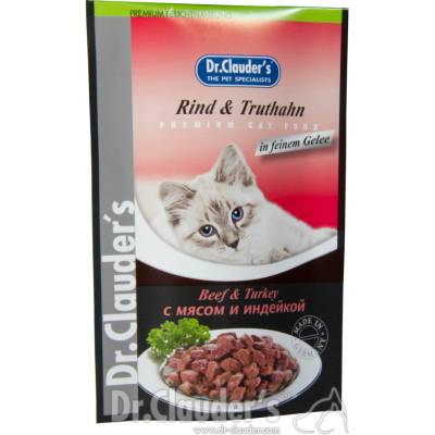 Dr.Clauder's Premium Pouches- Пауч от говеждо, пуика, желе за котки, 100 гр