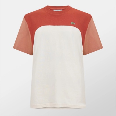 Lacoste Тениска Lacoste Logo Colour Block T-Shirt - Latte HBI