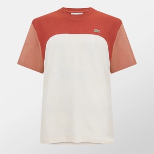 Lacoste Тениска Lacoste Logo Colour Block T-Shirt - Latte HBI