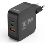 Hama Бързо зарядно Hama 201962, 100W, GaN, 2x USB-C, USB-A, PD 3.0/QC 3.0, черно (HAMA-201962)