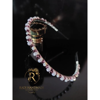 Radi handmade Луксозна диадема с кристали в розаво и винено (206)