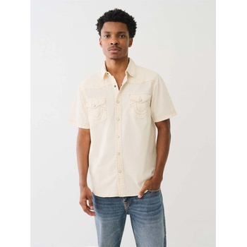 Image 1 of True Religion Мъжка риза с къс ръкав True Religion TR Short Sleeve Dyed Western Shirt Mens - Winter White