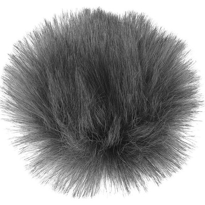 Tmavý šedý kožušinový brmbolec 13 cm