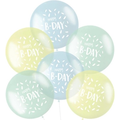 Folat BALÓNKY latexové krystalové pastelové Happy B Day 48 cm