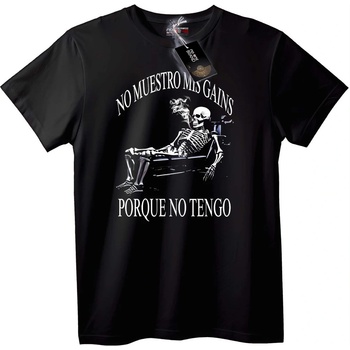 NOONEBRAND Тениска с череп 'No Gains' - 7XL, White