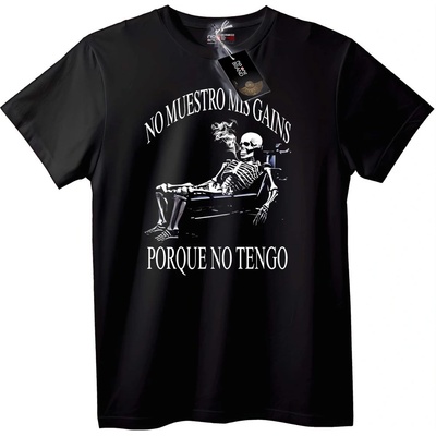 NOONEBRAND Тениска с череп 'No Gains' - 7XL, White