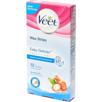 Veet voskové pásiky A vitamín E a mandlový olej pro citlivou pokožku 12 ks