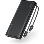VEGER Външна батерия с вградени USB-C и Lightning кабели и USB-C, USB-A портове и технология за бързо зареждане - Veger TC130 Fast Charging Power Bank 130W 25000 mAh (черен) (VG-W2503-T1)
