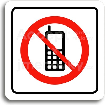 ACCEPT Piktogram zákaz telefonování - bílá tabulka - barevný tisk