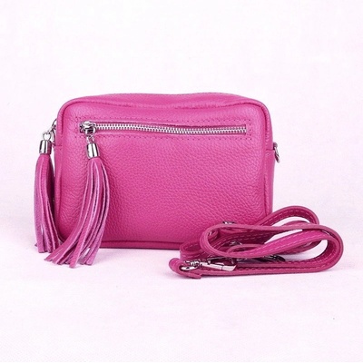 Vera Pelle malá kožená crossbody kabelka no. 76 tmavěrůžová