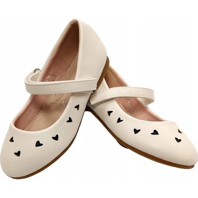 Miss balerínky srdíčka brokat suchý zip ecru
