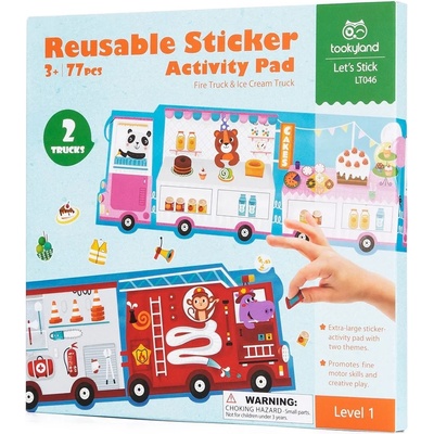 Tooky Toy Комплект стикери за многократна употреба Tooky Тoy - Пожарна и камион за сладолед (LT046)