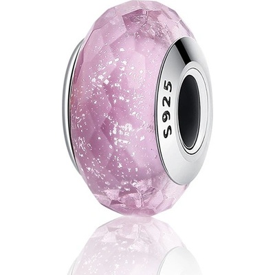 P&J Jewellery Růžový skleněný přívěsek Třpytivá růže SGB5