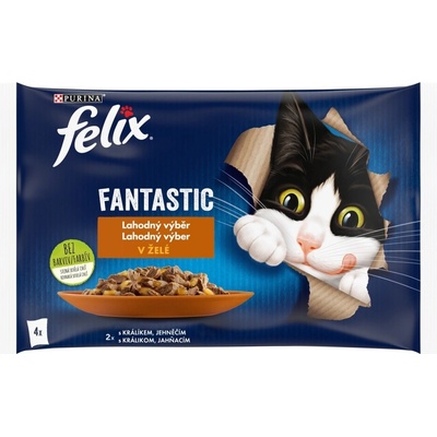 Felix Fantastic cat králik&jahňa želé 4 x 85 g