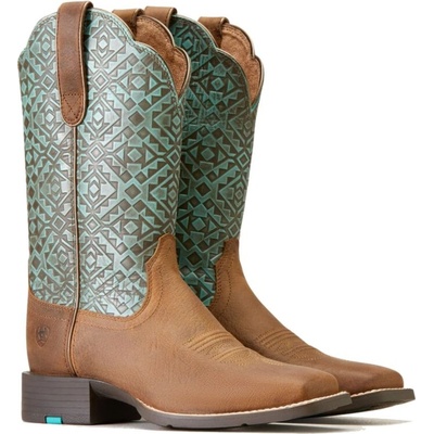 *W* Ariat Round Up Old Earth dámské old earth/turq blanket emboss
